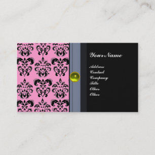 Cartão De Visita CLASSY DAMASK MONOGRAM topázio preto amarelo