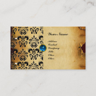 Cartão De Visita CLASSY DAMASK PARCHMENT MONOGRAM esmerald verde