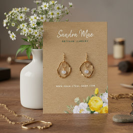 Cartão De Visita Classy Floral Roses Earring Jewelry Display Card