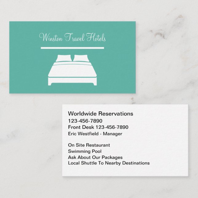 Cartão De Visita Classy Hotel Travel Business Cards (Frente/Verso)