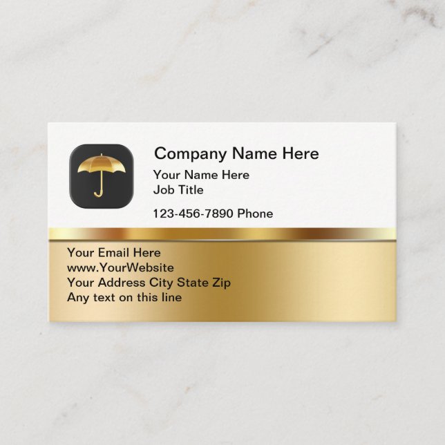 Cartão De Visita Classy Insurance Umbrella Theme Business Cards (Frente)
