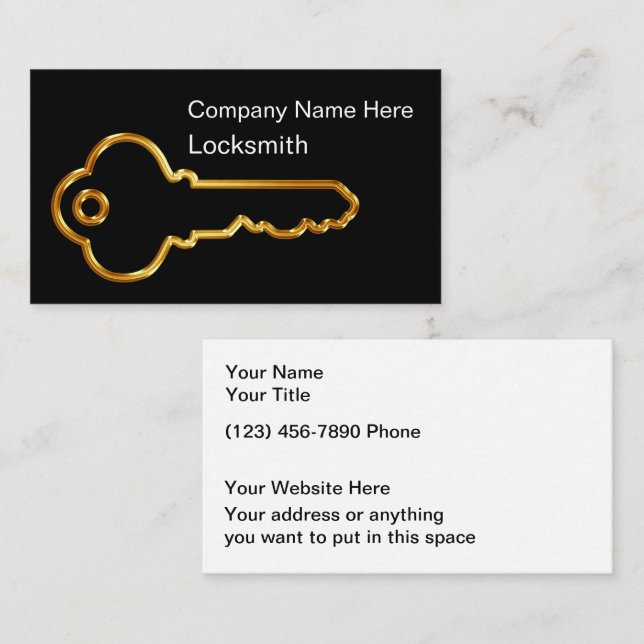 Cartão De Visita Classy Locksmith Modern Business Cards (Frente/Verso)