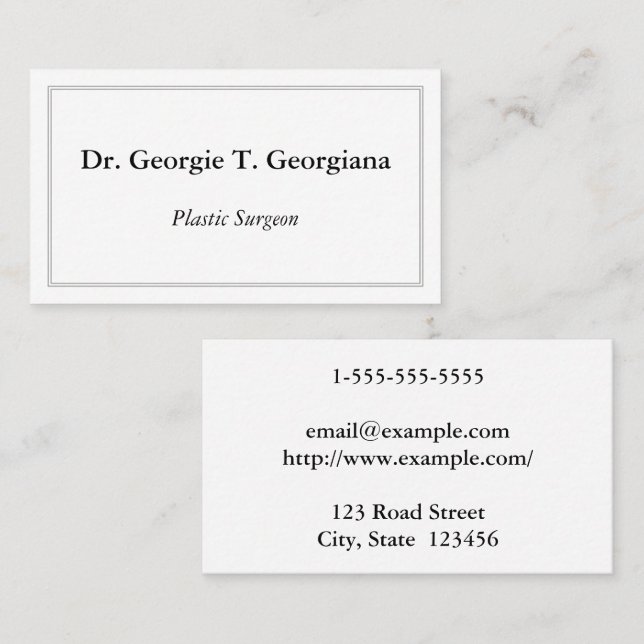 Cartão De Visita Classy & Minimal Plastic Surgeon Business Card (Frente/Verso)