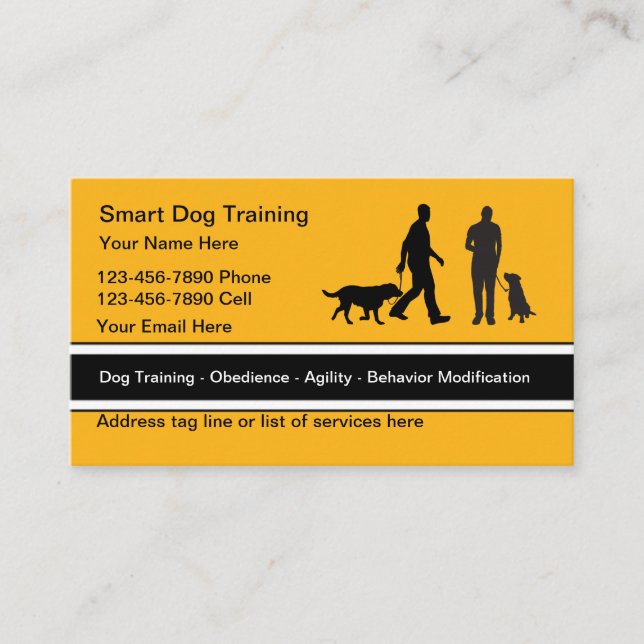 Cartão De Visita Classy Modern Dog Trainer Business Cards (Frente)