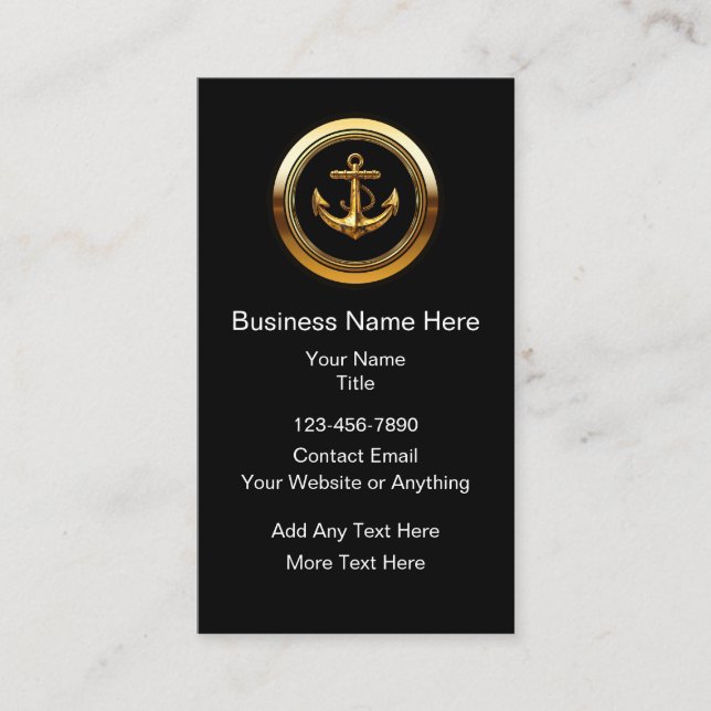 Cartão De Visita Classy Nautical Anchor Theme Business Cards (Frente)