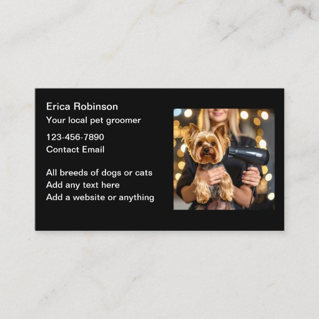 Cartão De Visita Classy Pet Grooming Business Cards Design (Frente)