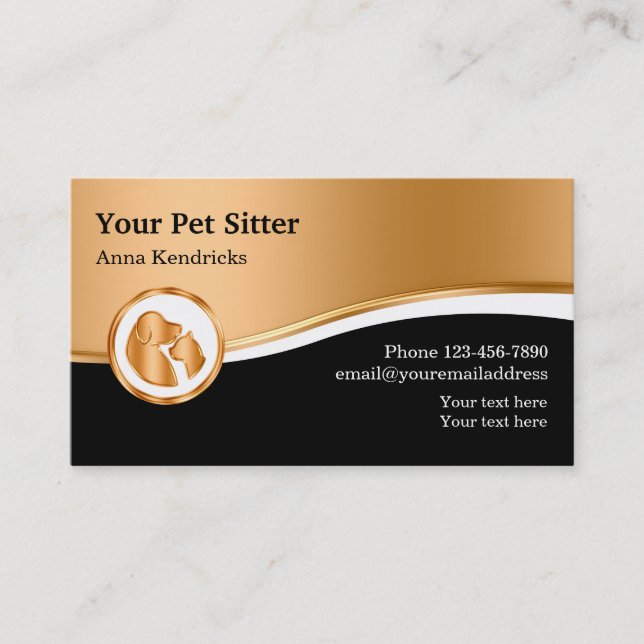 Cartão De Visita Classy Pet Service Business Cards (Frente)