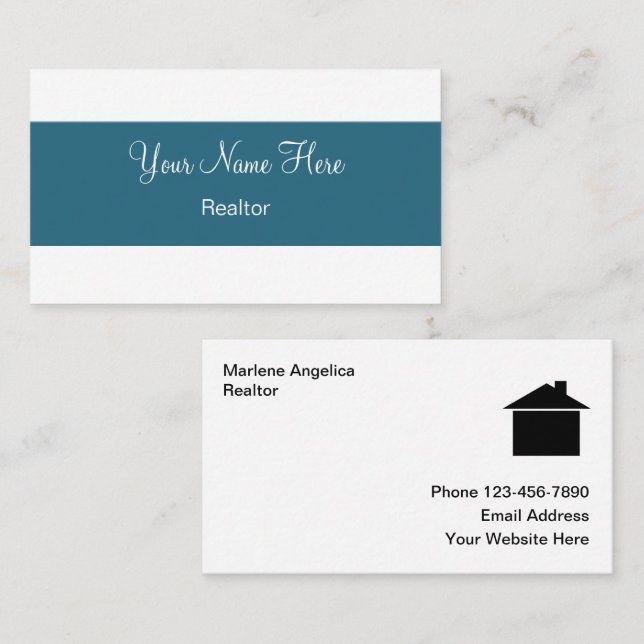 Cartão De Visita  Classy Real Estate Business Cards (Frente/Verso)