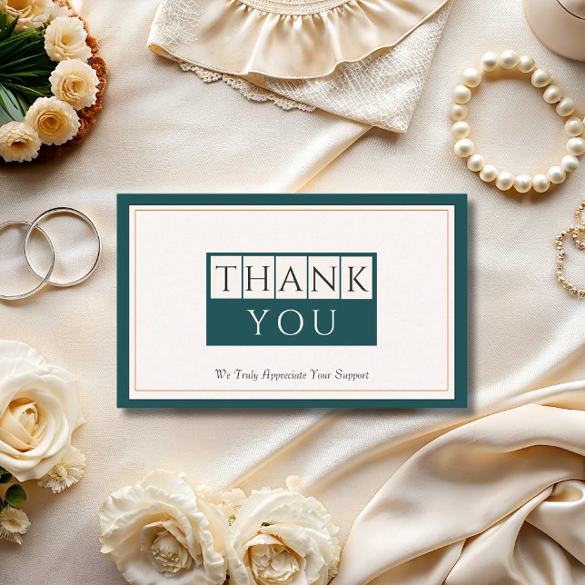 Cartão De Visita Classy Teal Ivory Obrigado (Criador carregado)