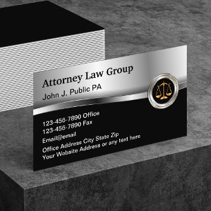 Cartão De Visita Classy Upscale Law Office Attorney
