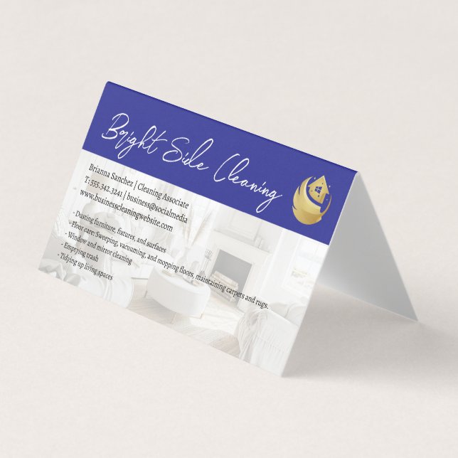 Cartão De Visita Cleaning Duster Home Logo | Tidy Living Room (Frente)