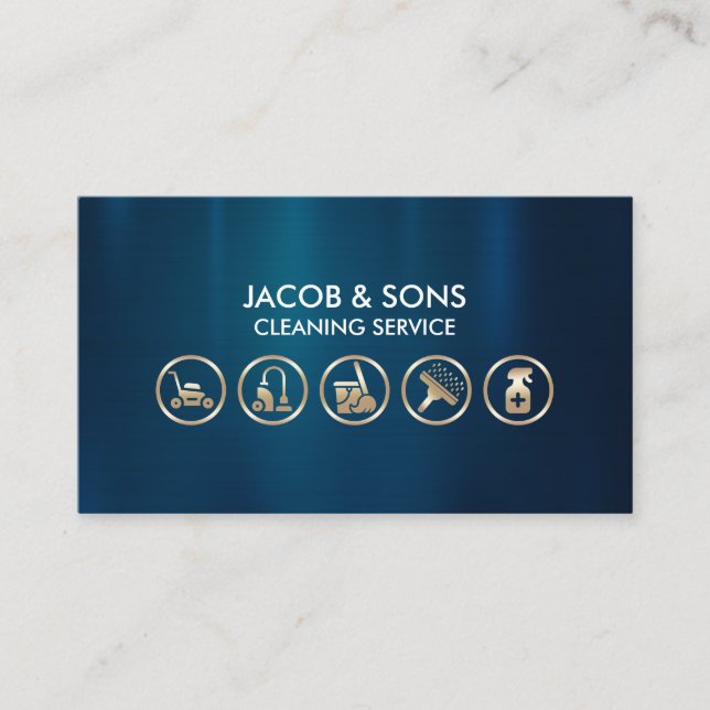 Cartão De Visita Cleaning Service  Icons (Frente)