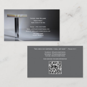 Cartão de Visita Clero Cruz Código Qr Elegante