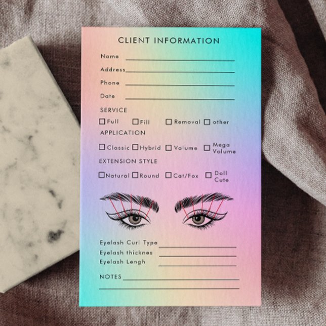 Cartão De Visita Cliente de Extensão de Eyelash por Aestética Holog (Holographic Aesthetician Eyelash Extension Client Business Card)
