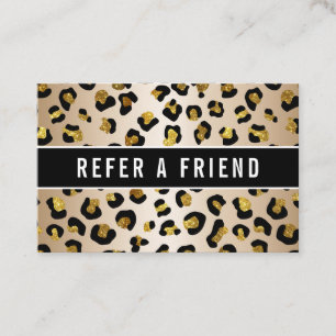 Cartão De Visita Cliente de referência de leopardo luxo de ouro br