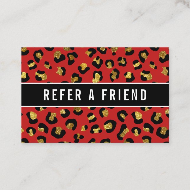 Cartão De Visita Cliente de Referência de Leopardo Vermelho com our (Frente)