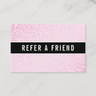 Cartão De Visita Cliente de Referência de Salão de Sequência Rosa n