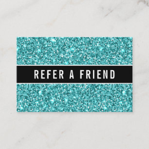 Cartão De Visita Cliente de Referência do Glitzy Blue Glitter Salo