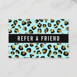 Cartão De Visita Cliente de Referência do Salão Aqua leopardo-do-gl