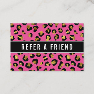 Cartão De Visita Cliente de Referência Fuchsia leopardo Fuchsia leo