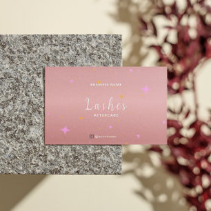 Cartão De Visita Cliente Lash Dourado rosa após placa de instrução