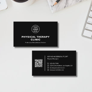Cartão De Visita Clínica de Fisioterapia Logotipo Personalizado QR 