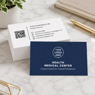 Cartão De Visita Clínica de Saúde Médica Médico Azul Profissional