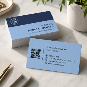 Cartão De Visita Clínica de Saúde Médica Médico Azul Profissional