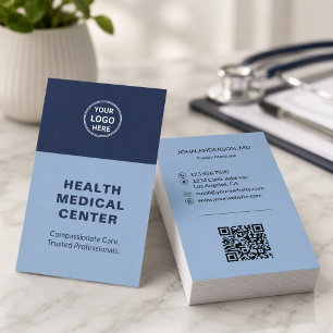 Cartão De Visita Clínica de Saúde Médica Médico Azul Vertical