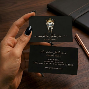 Cartão De Visita Clínica Dentária de Luxo Logotipo de Dente Coroa d