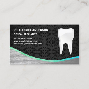 Cartão De Visita Clínica Odontológica de Aço Damasco Preto Dentista