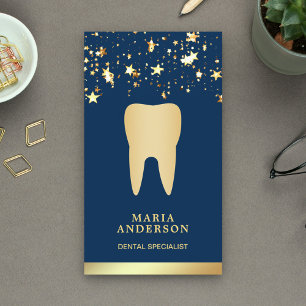 Cartão De Visita Clínica Odontológica Dente de Ouro Confete de Ouro