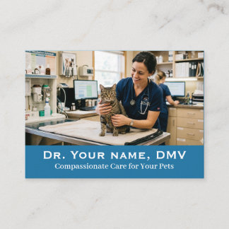 Cartão De Visita Clínica Veterinária Minimalista Foto Personalizáve