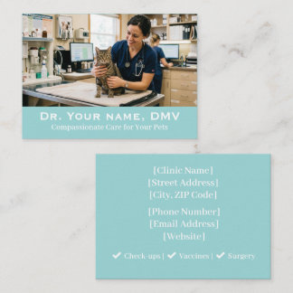 Cartão De Visita Clínica Veterinária Minimalista Foto Personalizáve