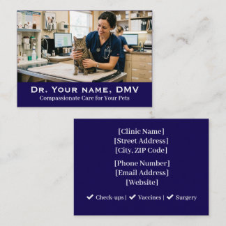 Cartão De Visita Clínica Veterinária Minimalista Foto Personalizáve