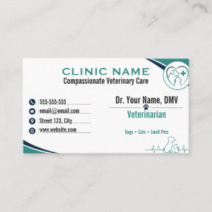 Cartão De Visita Clínica Veterinária Moderna Personalizada