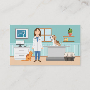 Cartão De Visita Clínica Veterinária Mulher Veterinária Médico Anim