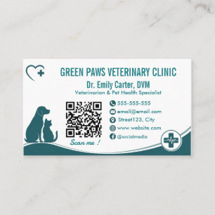Cartão De Visita Clínica Veterinária Personalizada Moderna