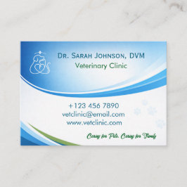 Cartão De Visita Clínica Veterinária & Pet Moderna Azul Personalizá