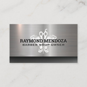 Cartão De Visita Clippers de Cabelo Barber   Tesoura   Metálico