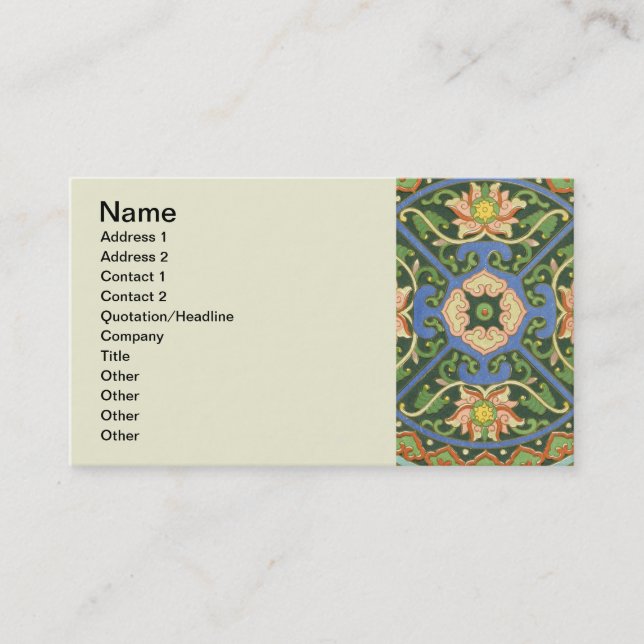 Cartão De Visita Cloisonte China Patter Asiático Oriental (Frente)