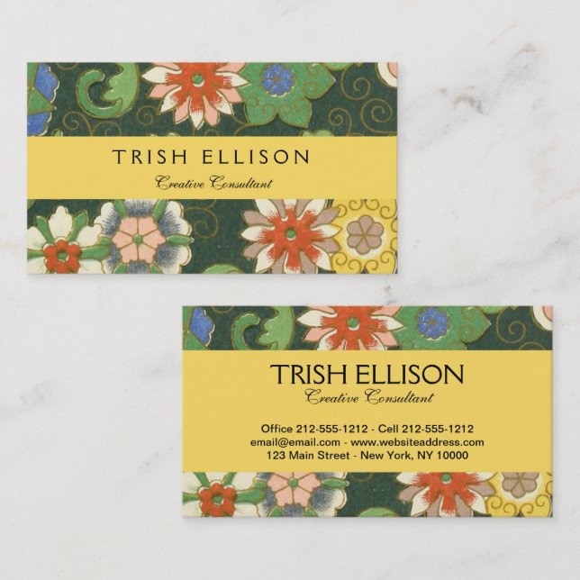 Cartão De Visita Cloisonte China Patter Asiático Oriental (Frente/Verso)