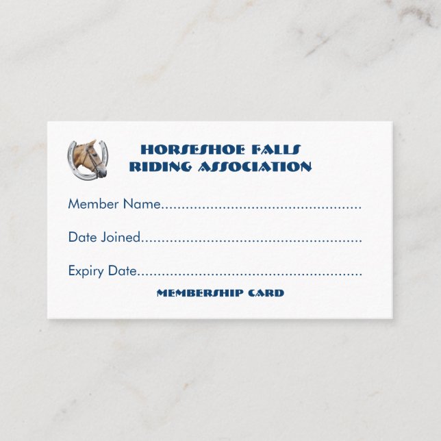 Cartão De Visita Clube ou membrasia do clube do cavalo (Frente)