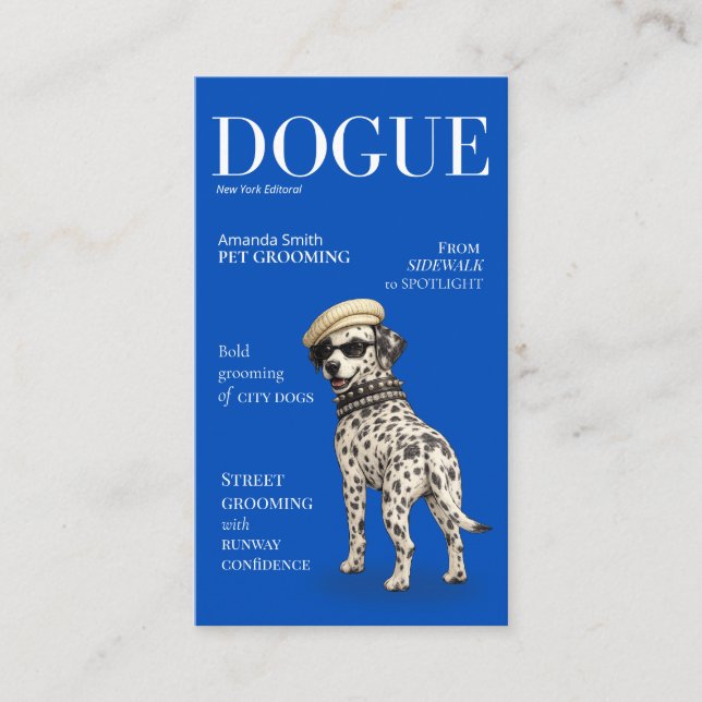 Cartão De Visita Cobalt Blue Dalmatian Dogue Magazine Business Card (Frente)