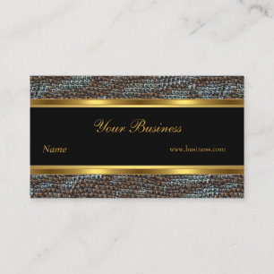 Cartão De Visita Cobra Animal Dourado Black Stripe Elegante Classe 