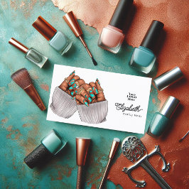 Cartão De Visita Cobre Patina Turquoise Grunge Black Woman Salon