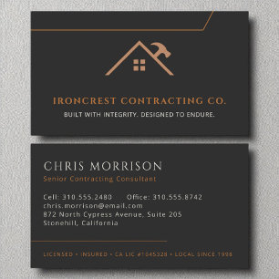 Cartão De Visita Cobre Preto de Construção Geral