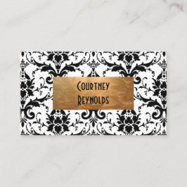 Cartão De Visita Cobre preto-e-Cor damasco branco retrô