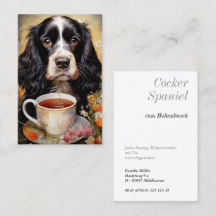 Cartão De Visita Cocker Spaniel Inglês preto branco