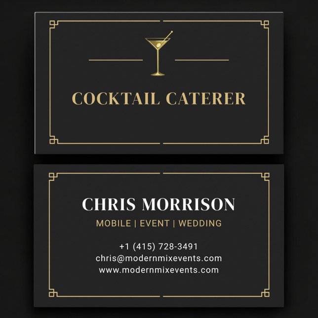 Cartão De Visita Cocktail Caterer Professional (Criador carregado)